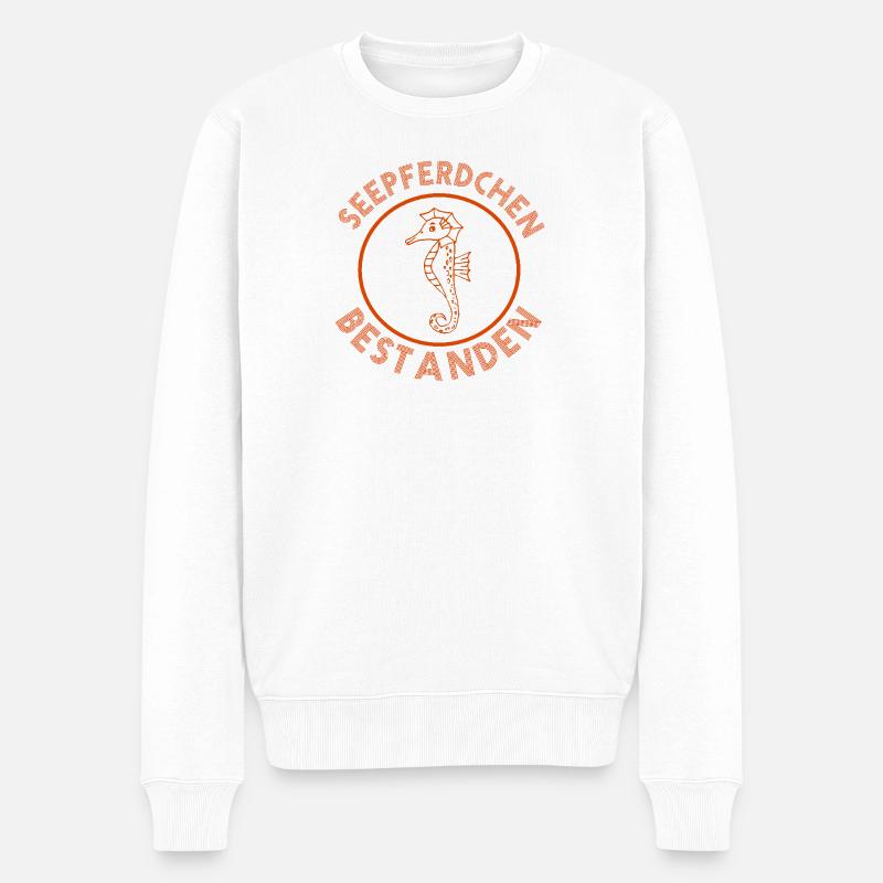 Seepferdchen bestanden Abzeichen Prüfung - Männer Premium Bio Pullover - Weiß