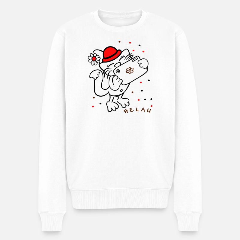 Katze feiert Karneval - Männer Premium Bio Pullover - Weiß