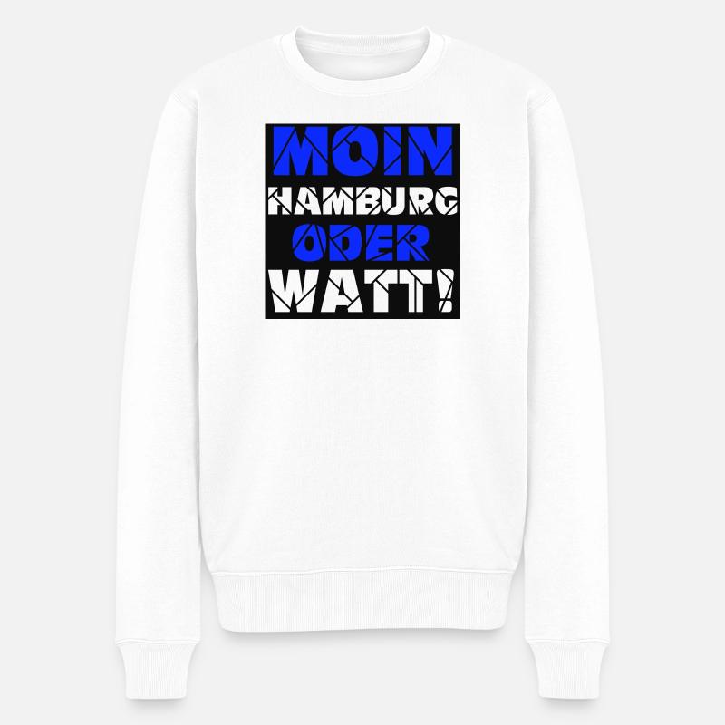 Hambourg , Moin ou watt (25) - Pull Premium bio Homme - blanc