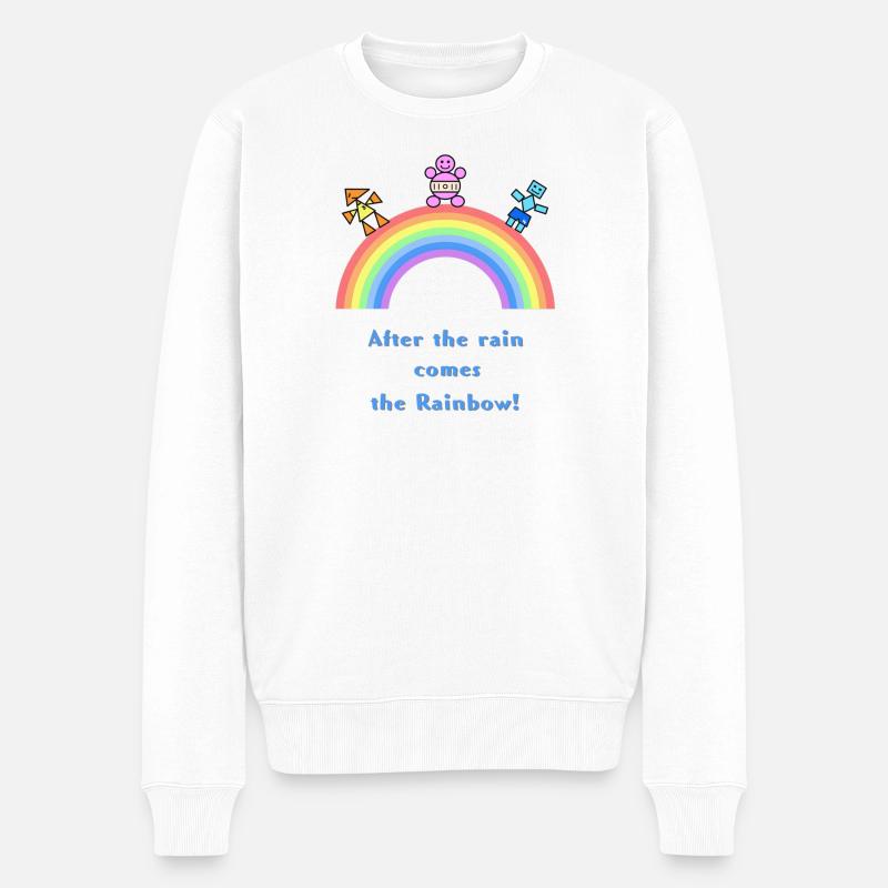 Nach Regen kommt der Regenbogen - Männer Premium Bio Pullover - Weiß