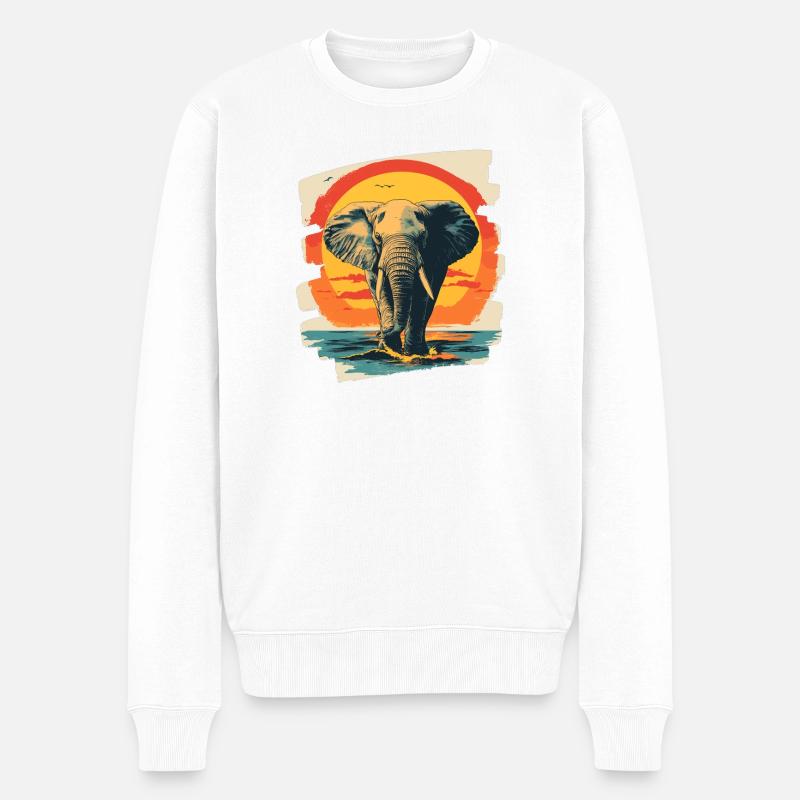Elefant Retro - Männer Premium Bio Pullover - Weiß