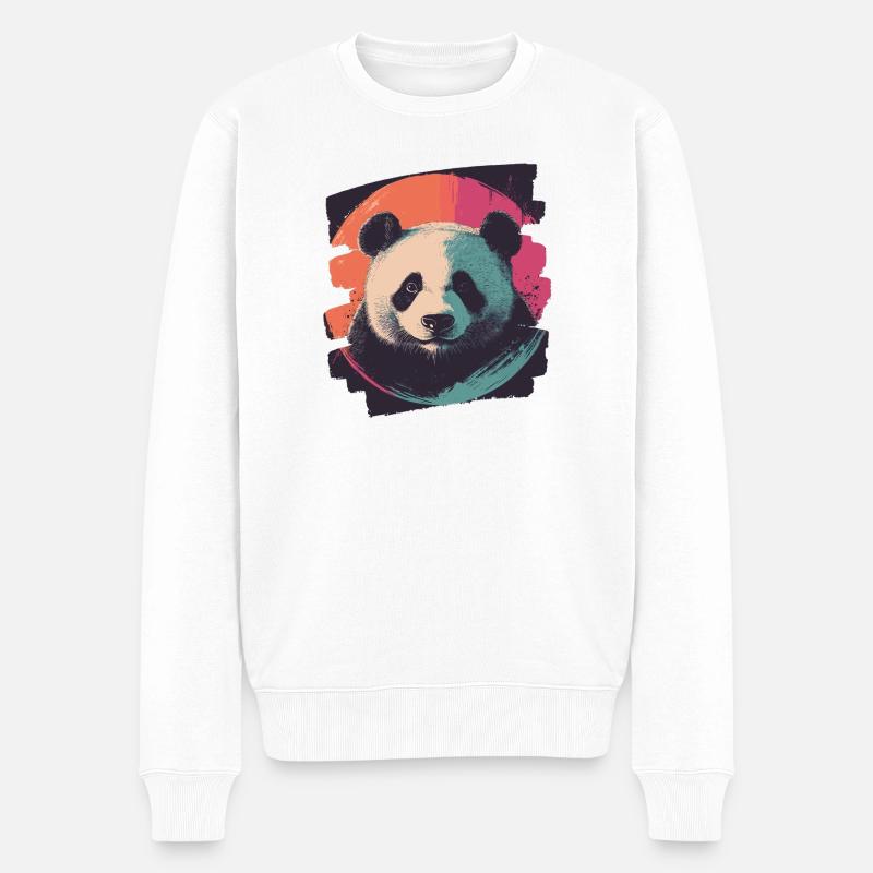 Pandabär Retro - Männer Premium Bio Pullover - Weiß