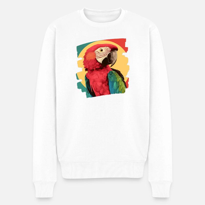 Papagei Retro - Männer Premium Bio Pullover - Weiß