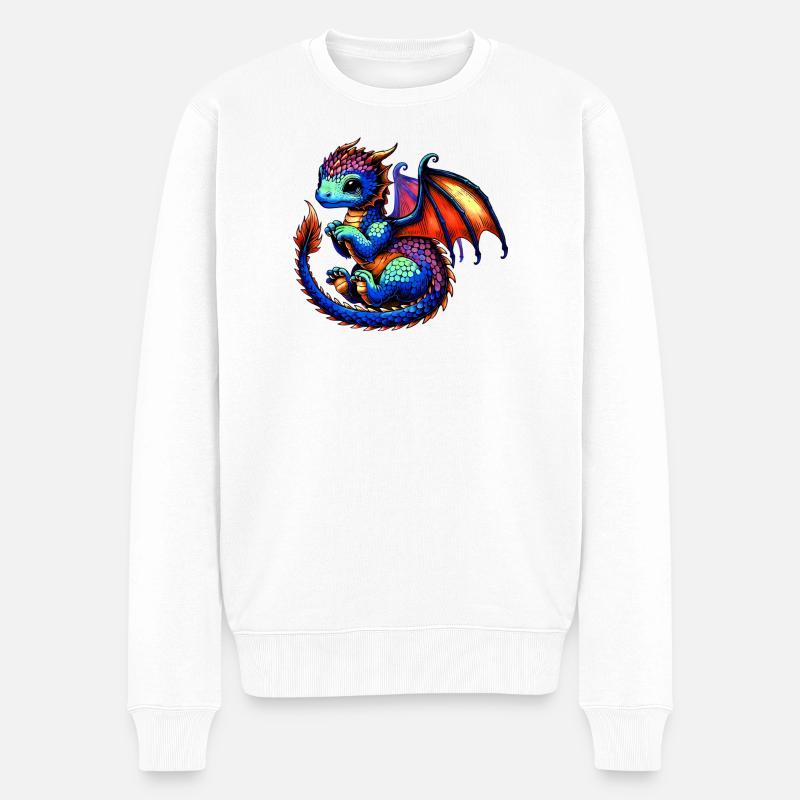 Drache - Männer Premium Bio Pullover - Weiß