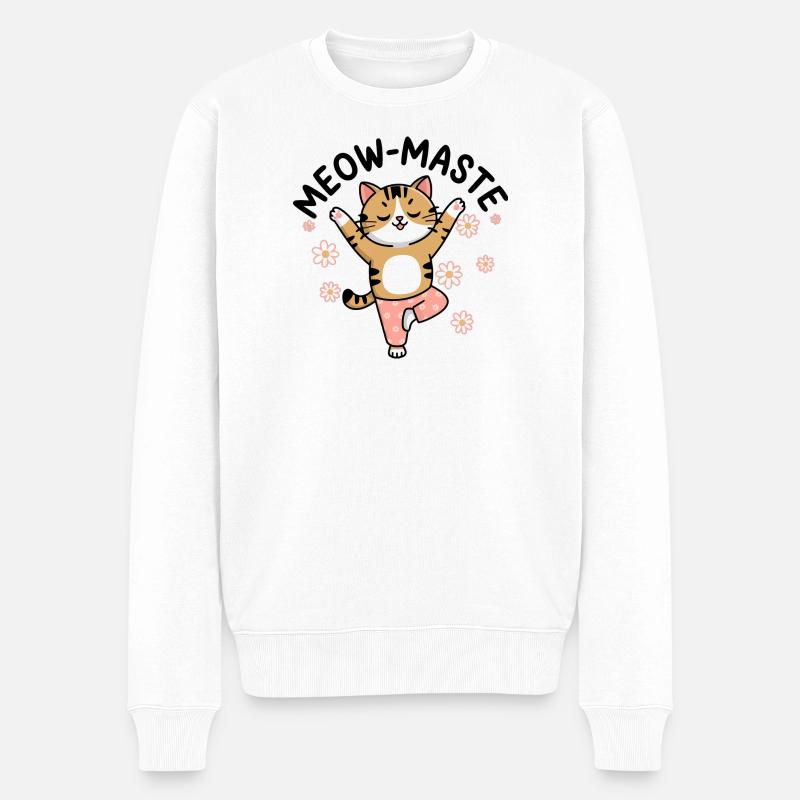 Dancing Cat: Fröhliche Stimmung - Männer Premium Bio Pullover - Weiß