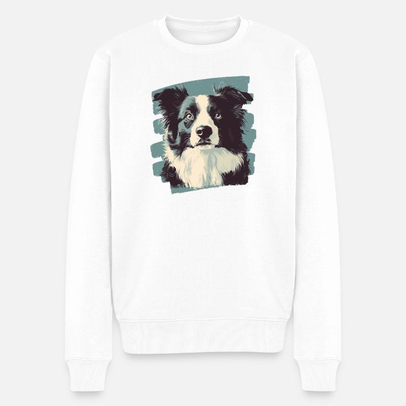 Border Collie - Männer Premium Bio Pullover - Weiß