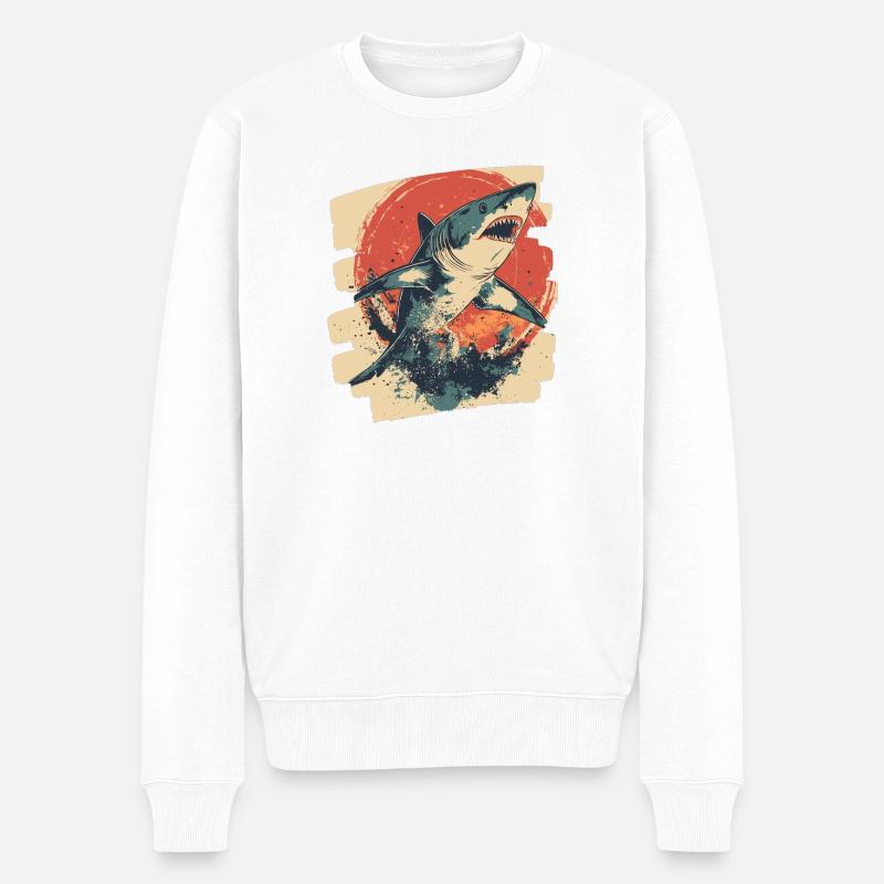 Requin rétro - Pull Premium bio Homme - blanc