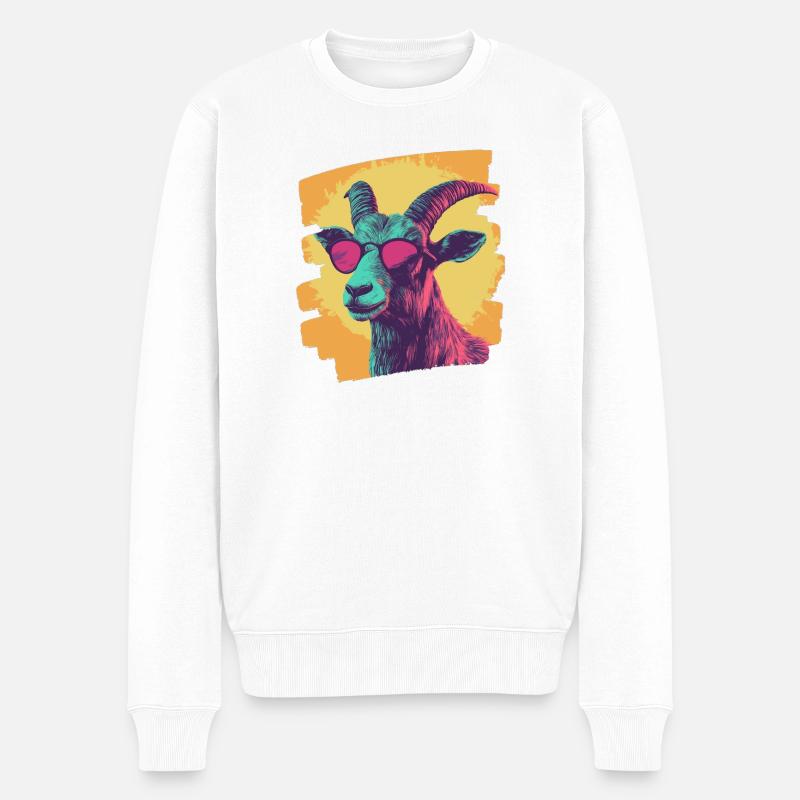 Ziege - Männer Premium Bio Pullover - Weiß