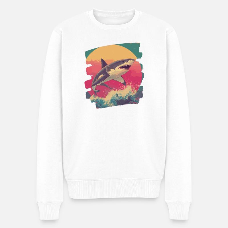 Haifisch - Männer Premium Bio Pullover - Weiß