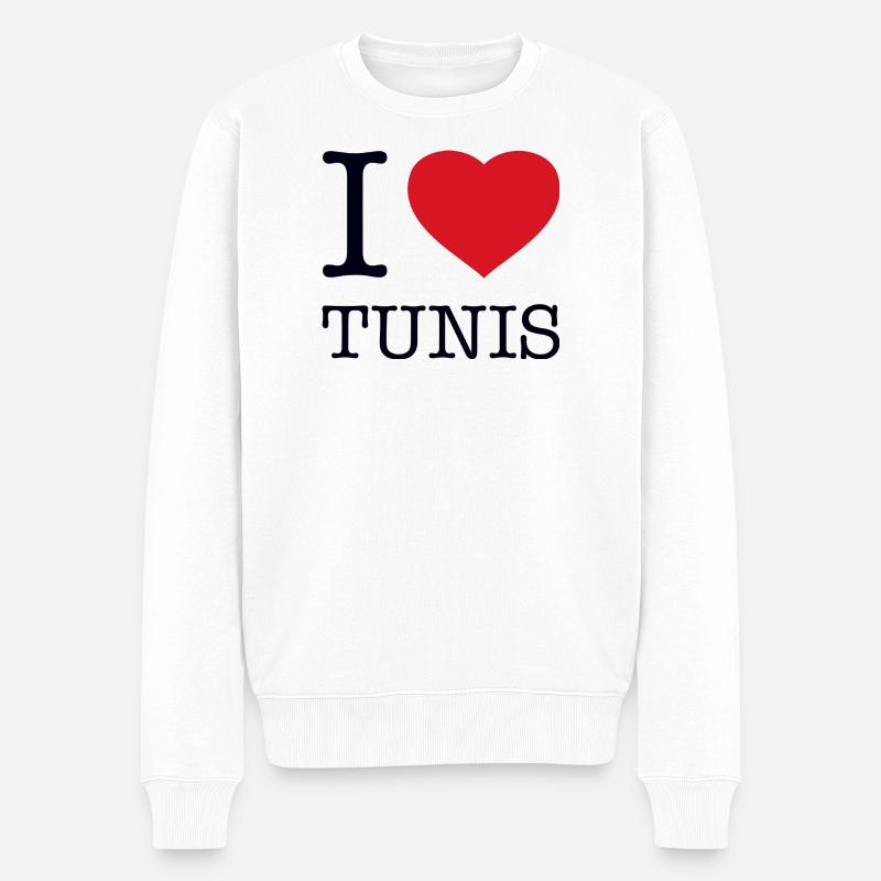 I LOVE TUNIS - Männer Premium Bio Pullover - Weiß