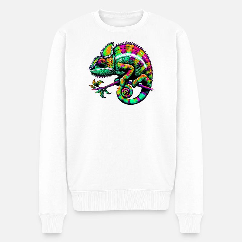 Chamäleon - Männer Premium Bio Pullover - Weiß