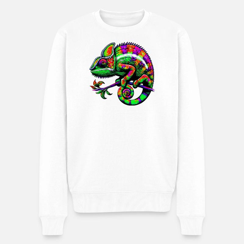 Chamäleon - Männer Premium Bio Pullover - Weiß
