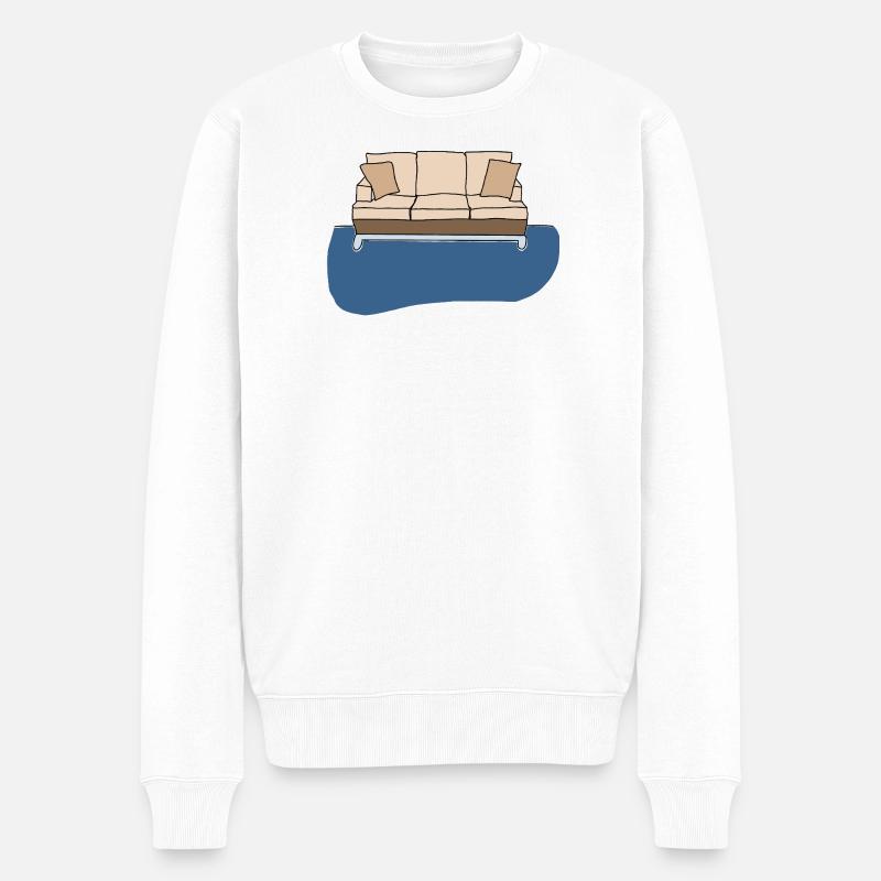 Sofa, bunte Grafik - Männer Premium Bio Pullover - Weiß