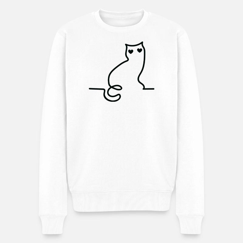 Katze - Männer Premium Bio Pullover - Weiß