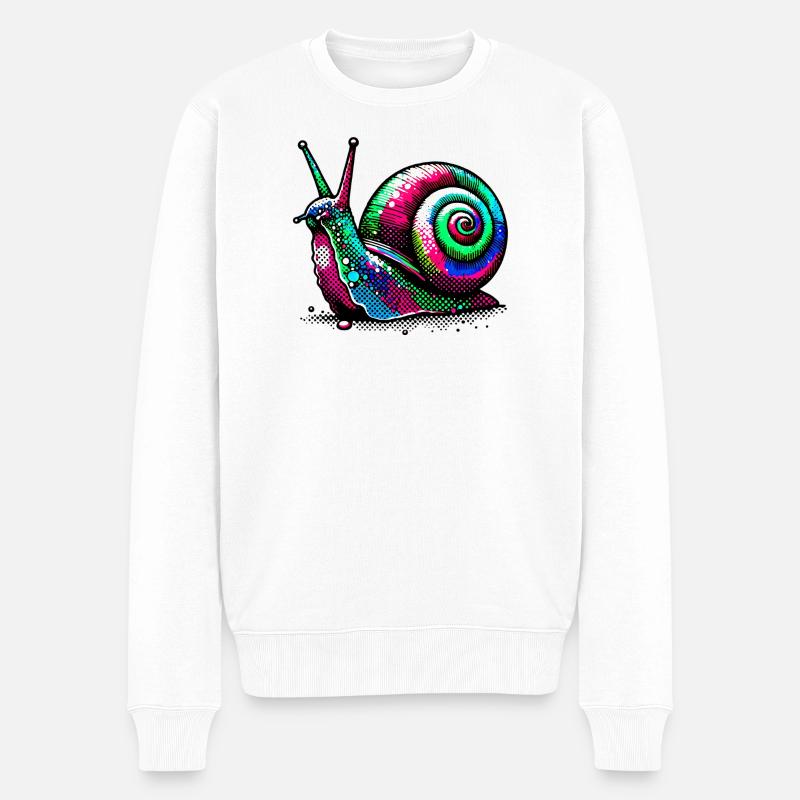 Schnecke - Männer Premium Bio Pullover - Weiß