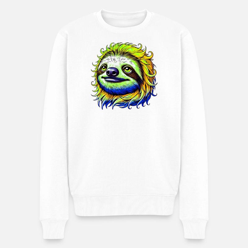 Faultier - Männer Premium Bio Pullover - Weiß
