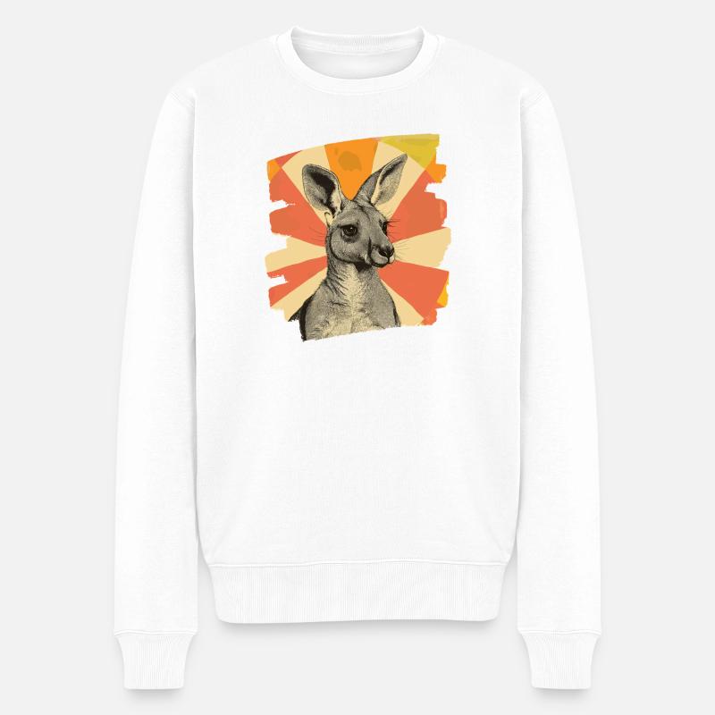 Känguru Retro - Männer Premium Bio Pullover - Weiß
