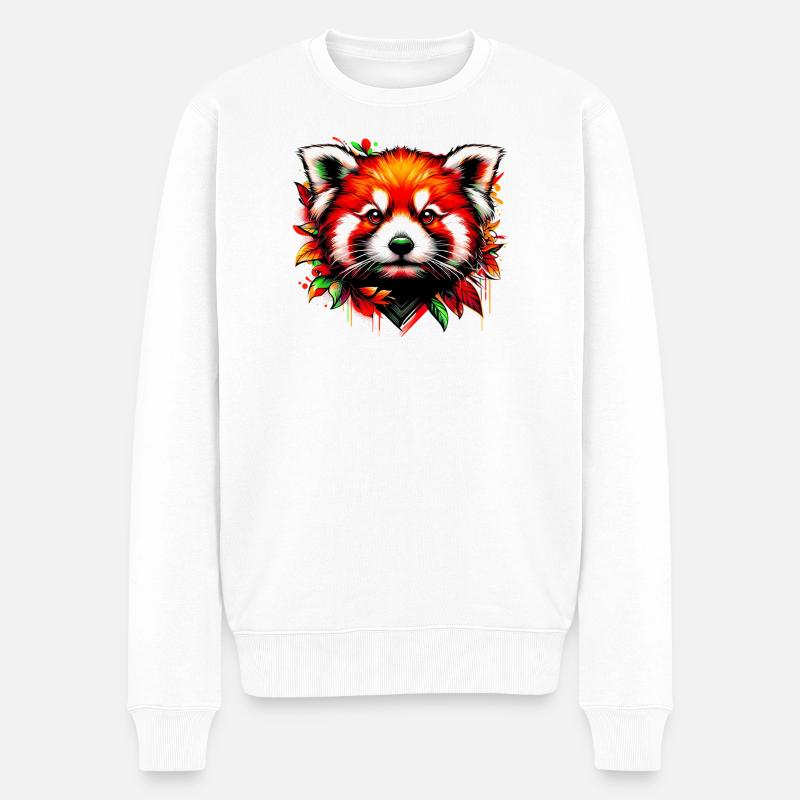 Kleiner Panda - Männer Premium Bio Pullover - Weiß