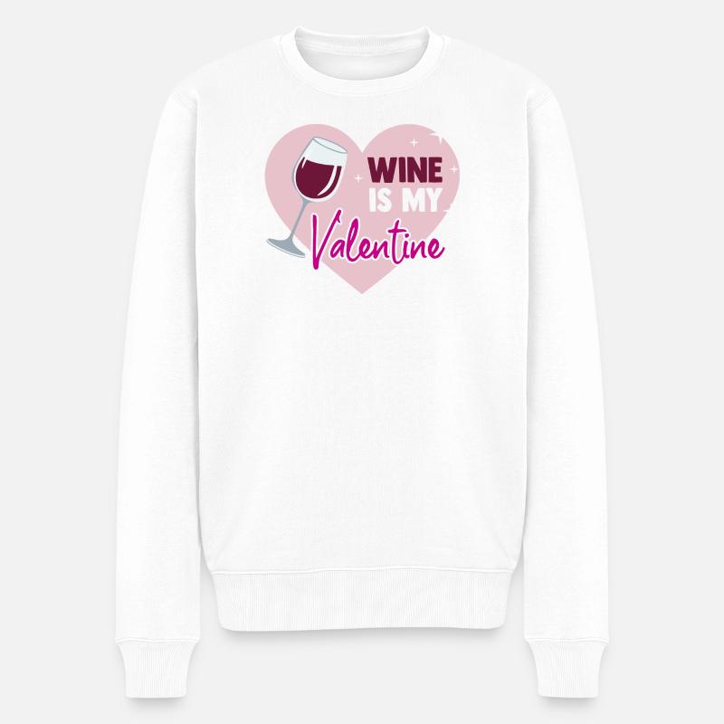 Wine is my valentine - Männer Premium Bio Pullover - Weiß