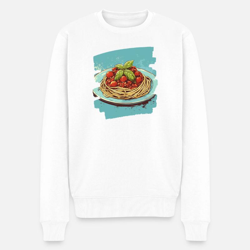 Spaghetti Bolognese - Männer Premium Bio Pullover - Weiß