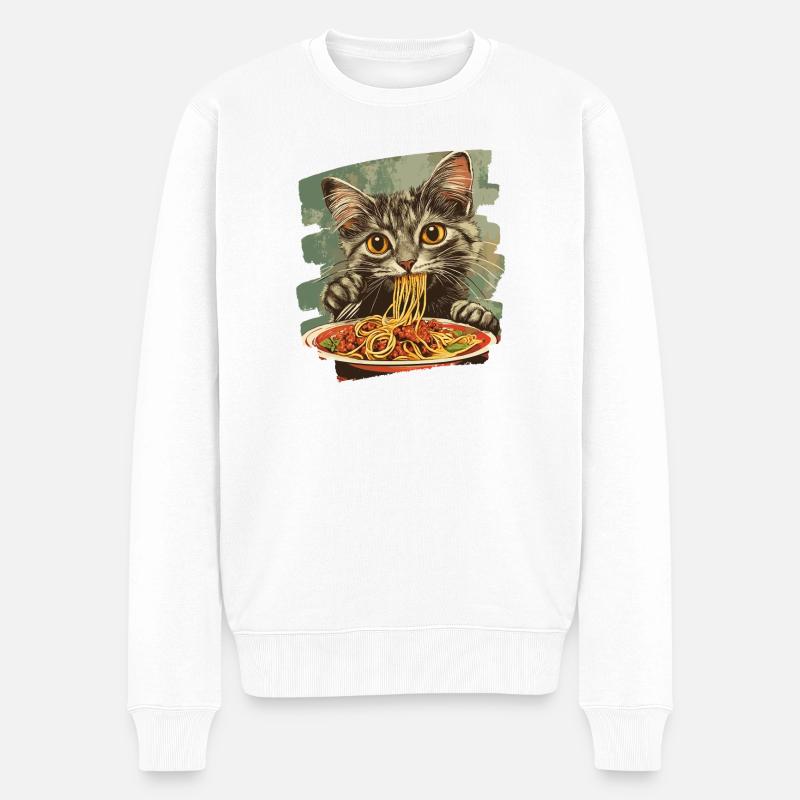 Nouilles pour chat rétro - Pull Premium bio Homme - blanc