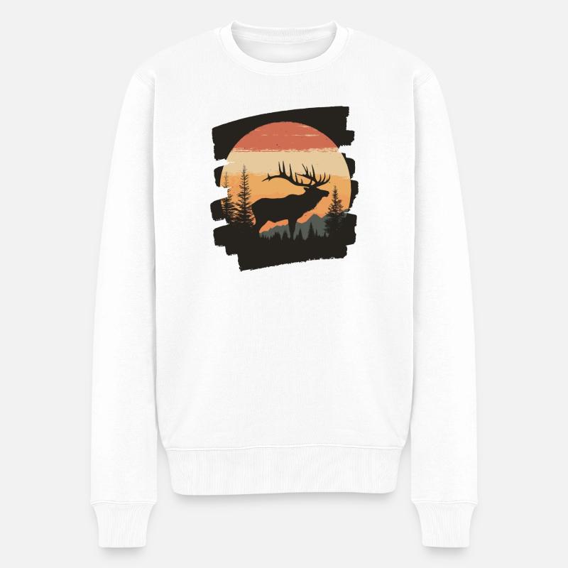 Elch Retro - Männer Premium Bio Pullover - Weiß