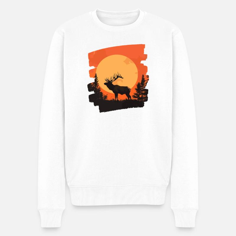 Elch Retro - Männer Premium Bio Pullover - Weiß