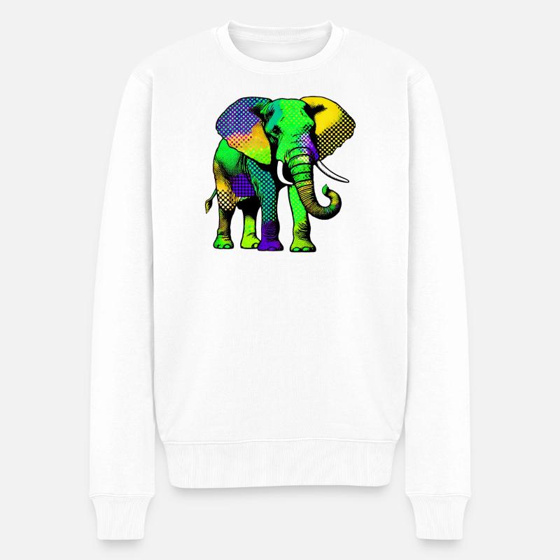 Elefant - Männer Premium Bio Pullover - Weiß