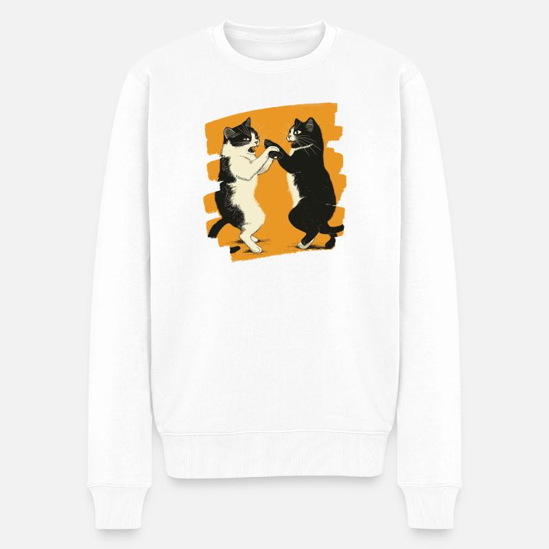 Combat de chats japonais - Pull Premium bio Homme - blanc