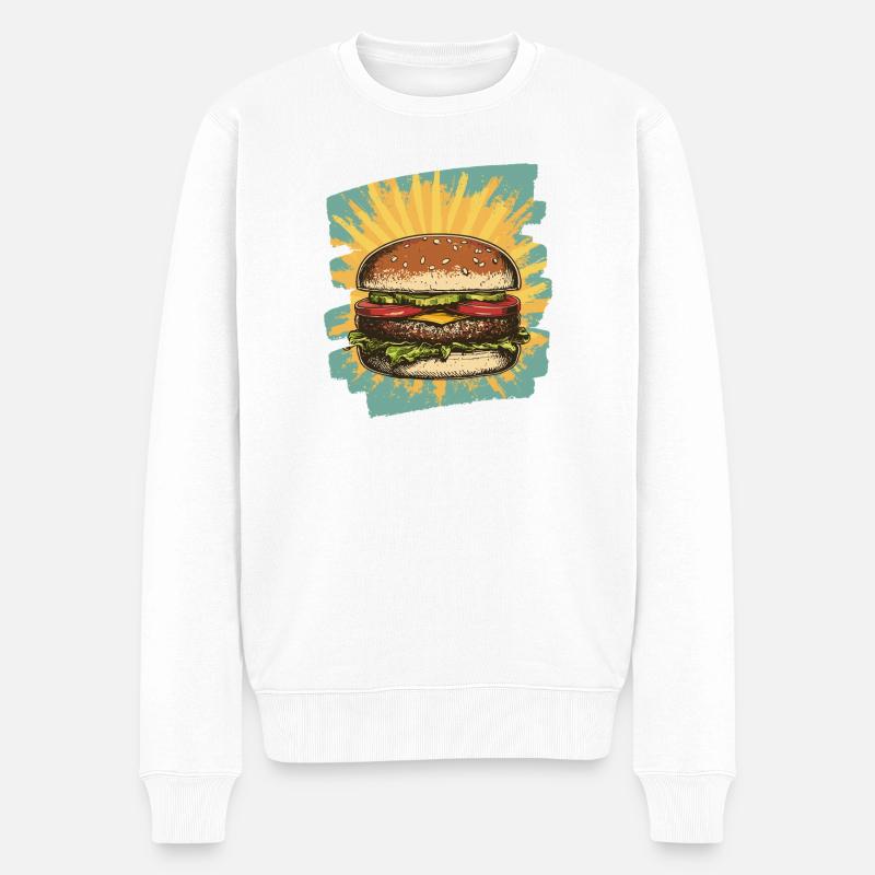 Burger Rétro - Pull Premium bio Homme - blanc