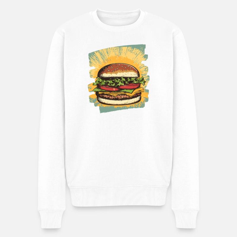 Burger Rétro - Pull Premium bio Homme - blanc