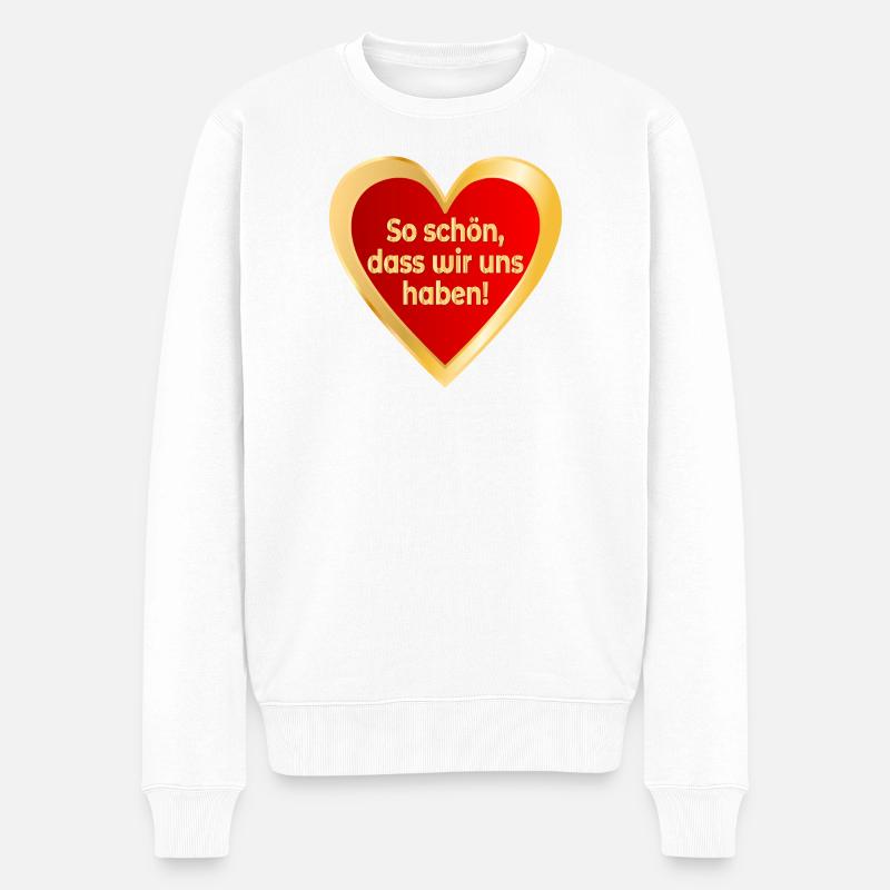 VALENTINSTAG SPRÜCHE BEZIEHUNG HERZ - Männer Premium Bio Pullover - Weiß