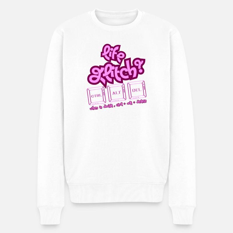 Life Glitch Keyboard - Männer Premium Bio Pullover - Weiß