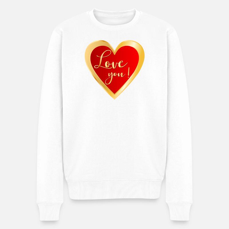 Je t’aime Cœur - Pull Premium bio Homme - blanc