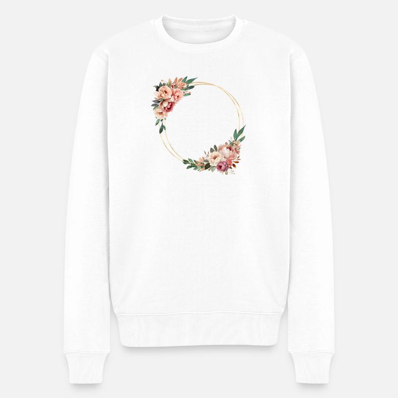 Couronne de fleurs rustique, personnalisable - Pull Premium bio Homme - blanc