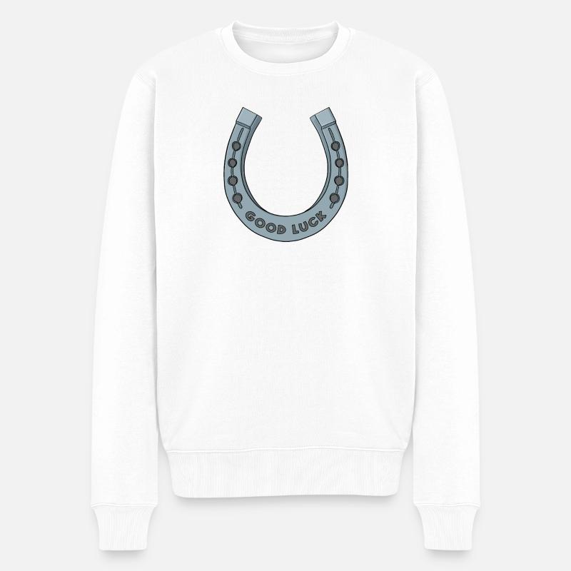 Fer à cheval Bonne chance - Pull Premium bio Homme - blanc