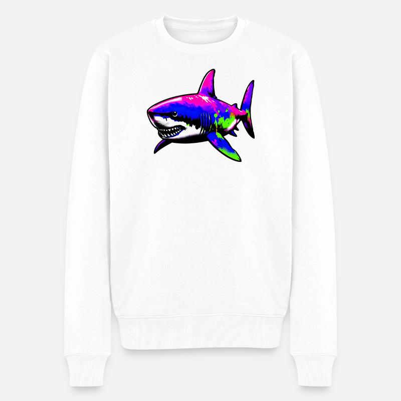 Hai - Männer Premium Bio Pullover - Weiß