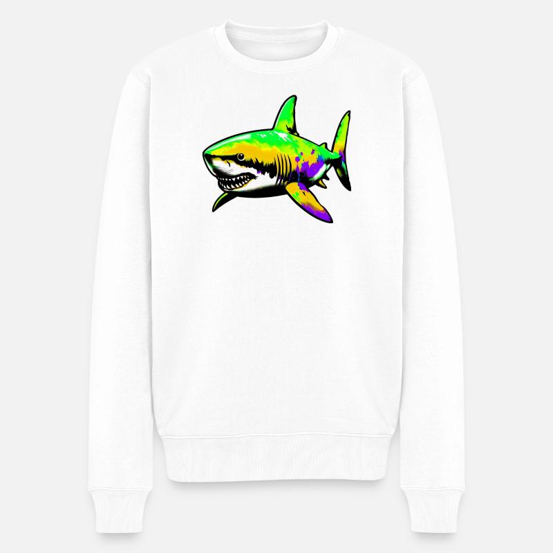 Hai - Männer Premium Bio Pullover - Weiß