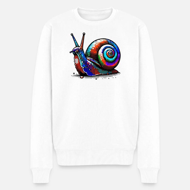 Schnecke - Männer Premium Bio Pullover - Weiß