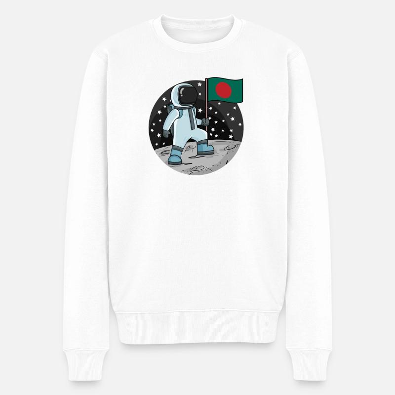 Astronaut Fahne Bangladesch - Männer Premium Bio Pullover - Weiß