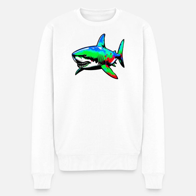 Hai - Männer Premium Bio Pullover - Weiß