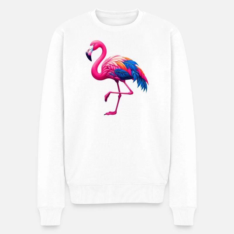 Flamingo - Männer Premium Bio Pullover - Weiß