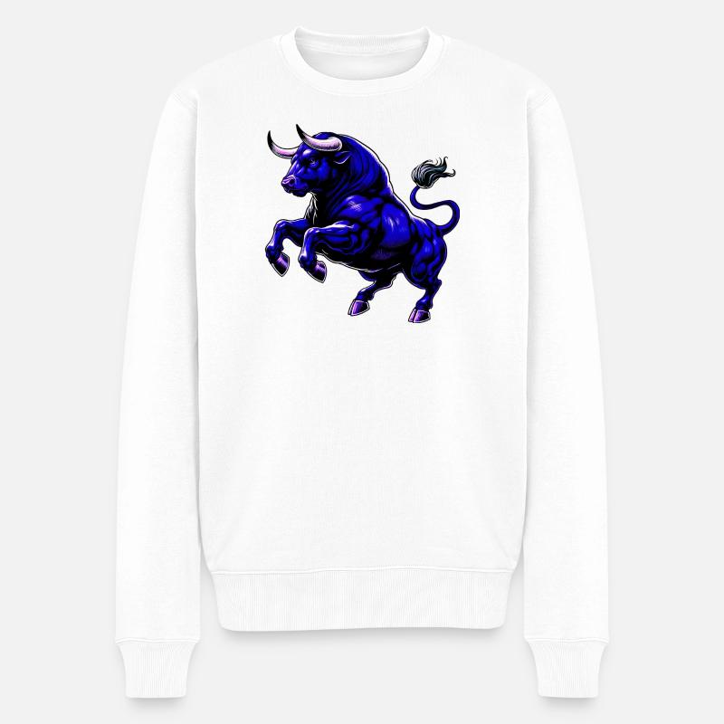 Stier - Männer Premium Bio Pullover - Weiß