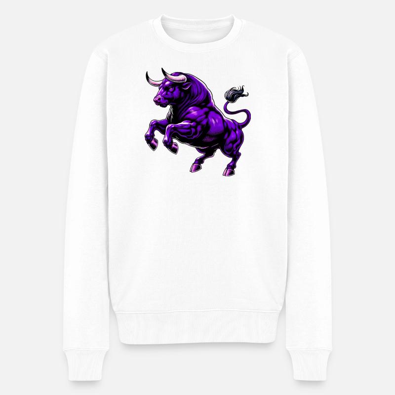Stier - Männer Premium Bio Pullover - Weiß