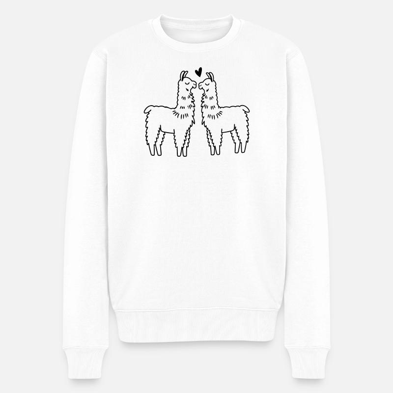 verliebte Lamas - Männer Premium Bio Pullover - Weiß