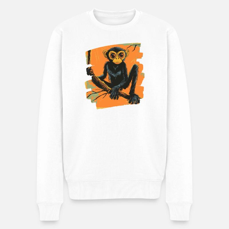 Spinnenaffe Retro - Männer Premium Bio Pullover - Weiß