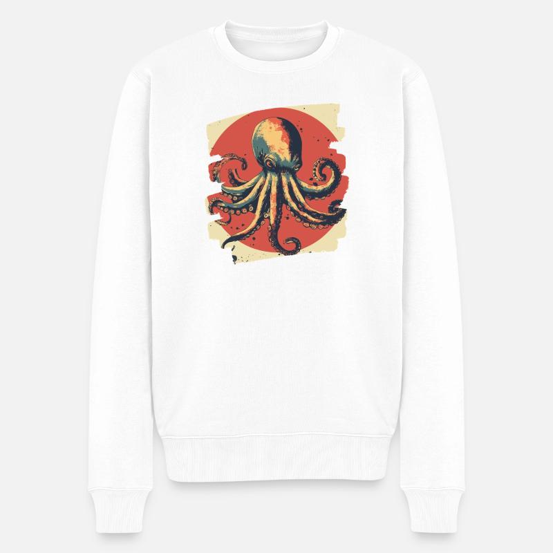 Kraken Oktopus - Männer Premium Bio Pullover - Weiß