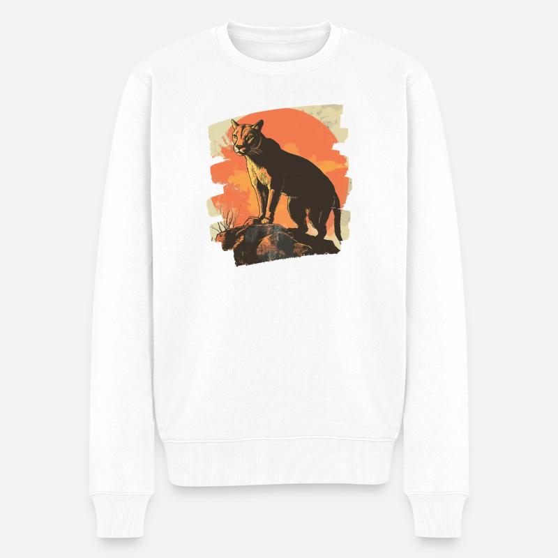 Lion from mountain Retro - Männer Premium Bio Pullover - Weiß