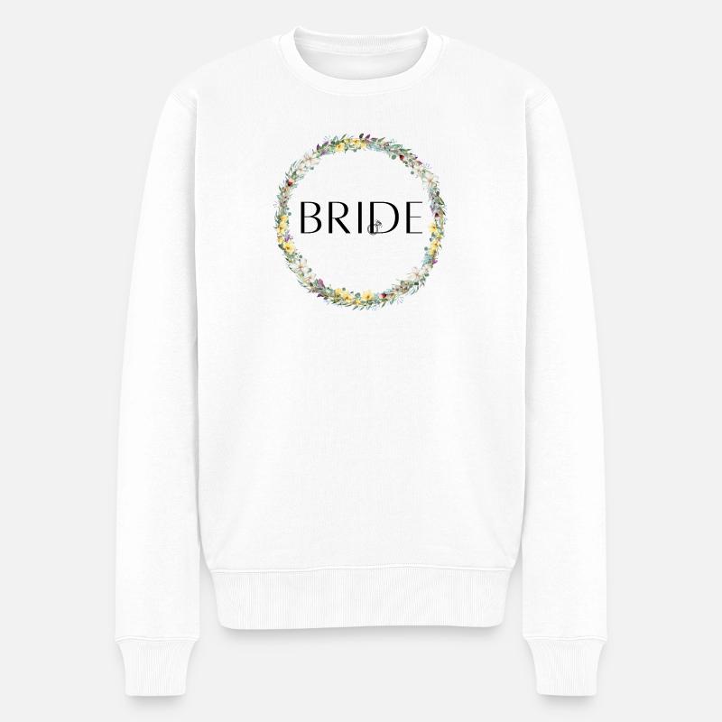 Team Bride ! Blumenkranz Personalisierbar - Männer Premium Bio Pullover - Weiß