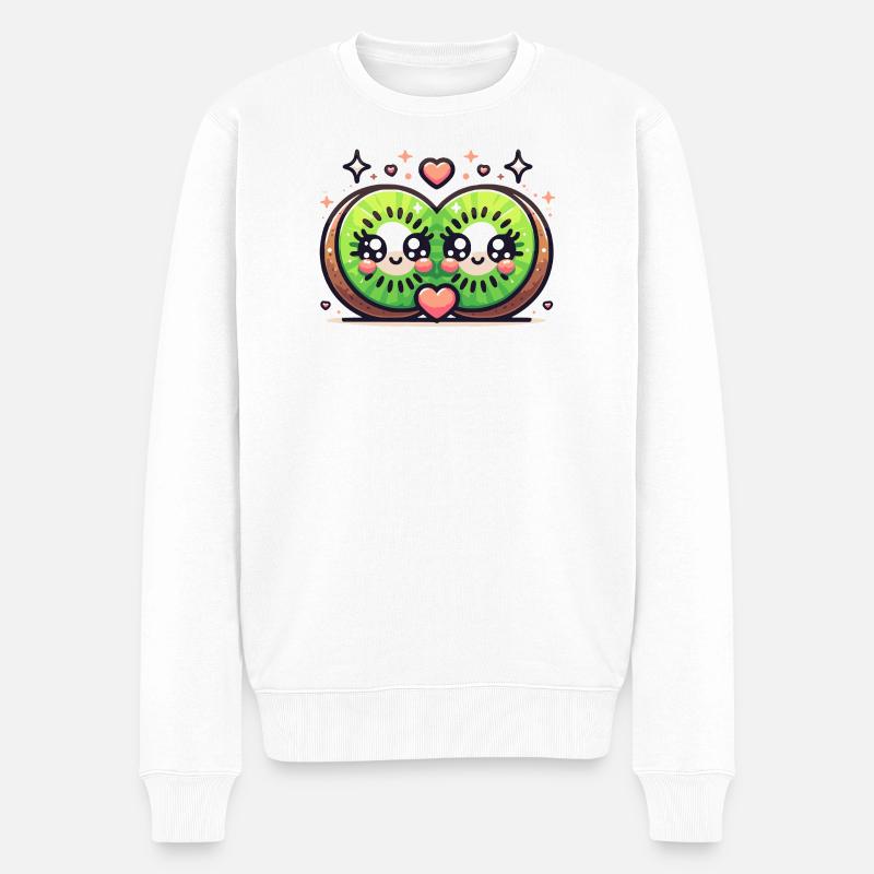 Kiwi's in Love - Männer Premium Bio Pullover - Weiß
